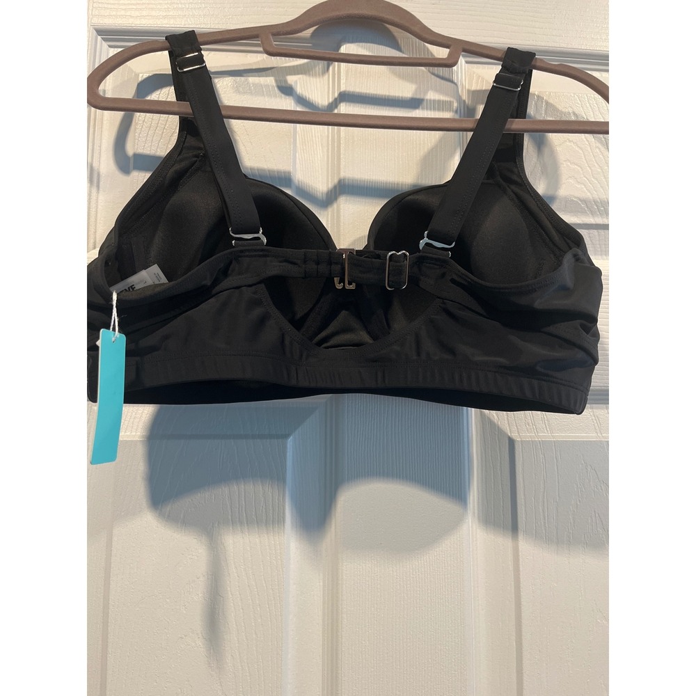 Aqua Eve Black Ruched‎ Bikini Top Swimwear Size Large NWT - Picture 4 of 7